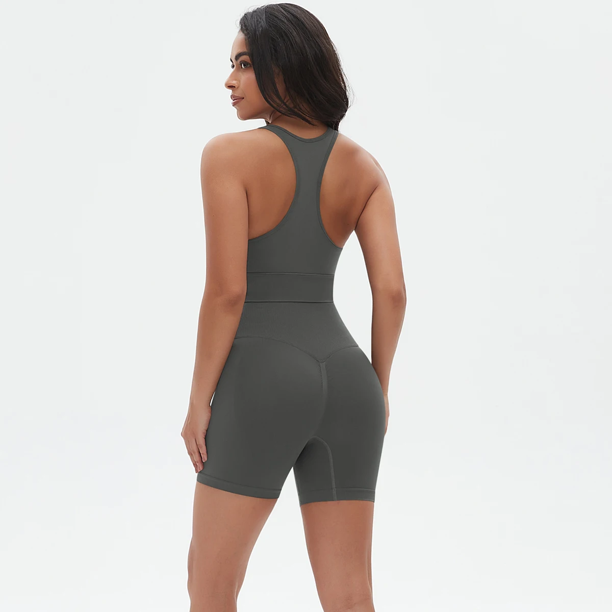 

Женский бюстгальтер с крестообразным шортом, комплект для йоги, бесшовный высокоэластичный топ с открытой спиной для фитнеса, быстросохнущие дышащие шорты для йоги с подтяжкой бедер