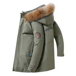 Winter Heren Lange Donzen Jas Van Hoge Kwaliteit Mannelijke Witte Eend Gethicked Warme Capuchon Parka 'S-30 ° Outdoor Sneeuwveld Paar Donsjassen