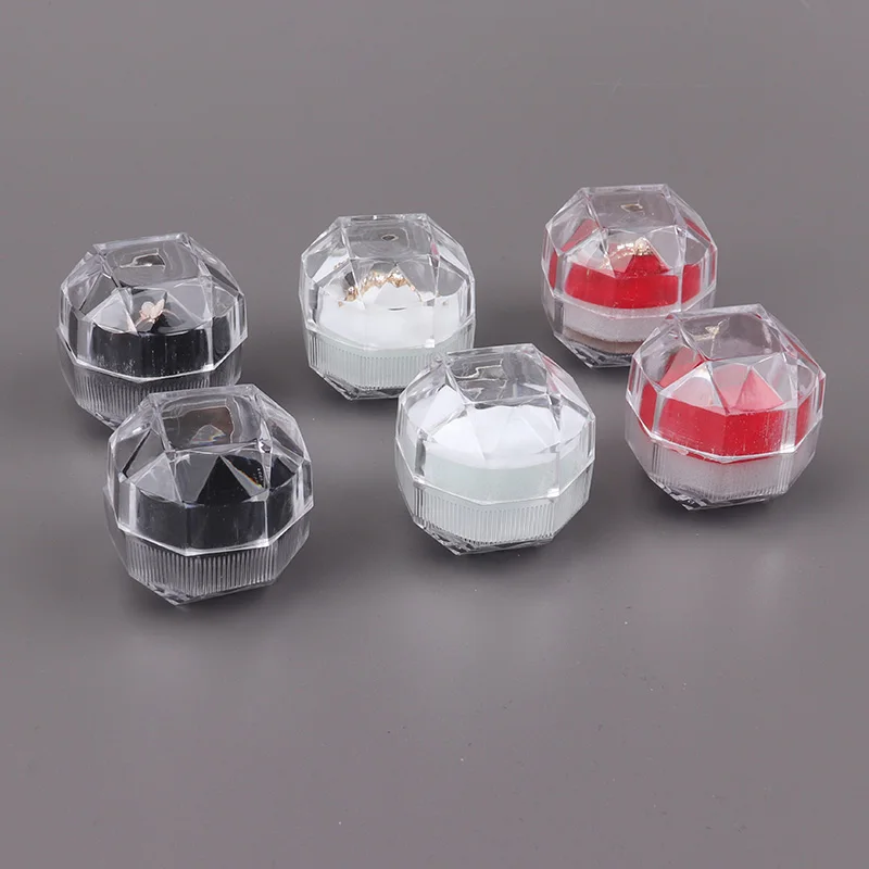 12-20PCS Acrylic Crystal Ring Boxes Storage Display Box Storage Organizer Case Clear Package Box for Wedding Jewelry Packaging