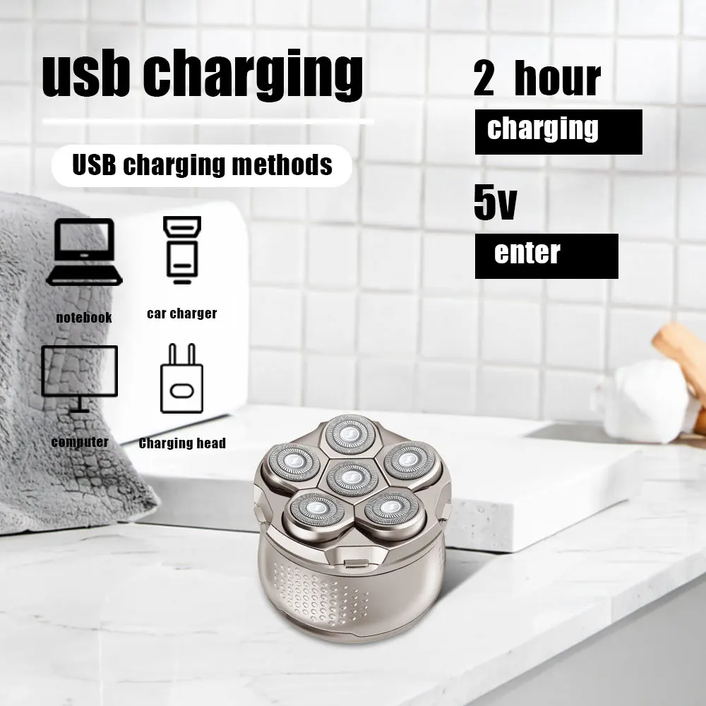 

Magnetic Electric Shaver with Travel Lock 2-Speed Settings Floating Head Bald Head Shaver Rechargeable Hair Clipper