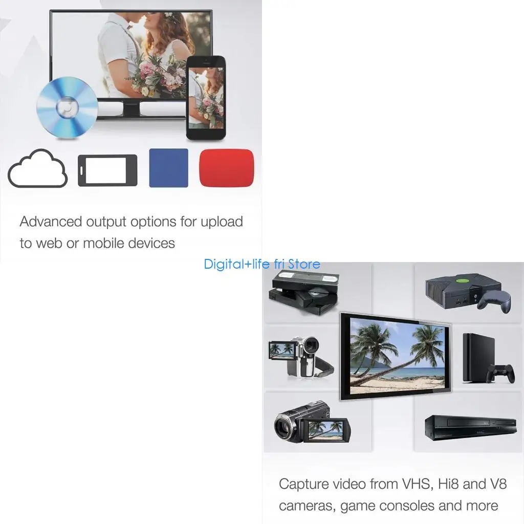 E06D Professional Video Digitizing Tool Converts Analogs To Digital Through USB2.0 Support 480p Resolution Capture With Audios