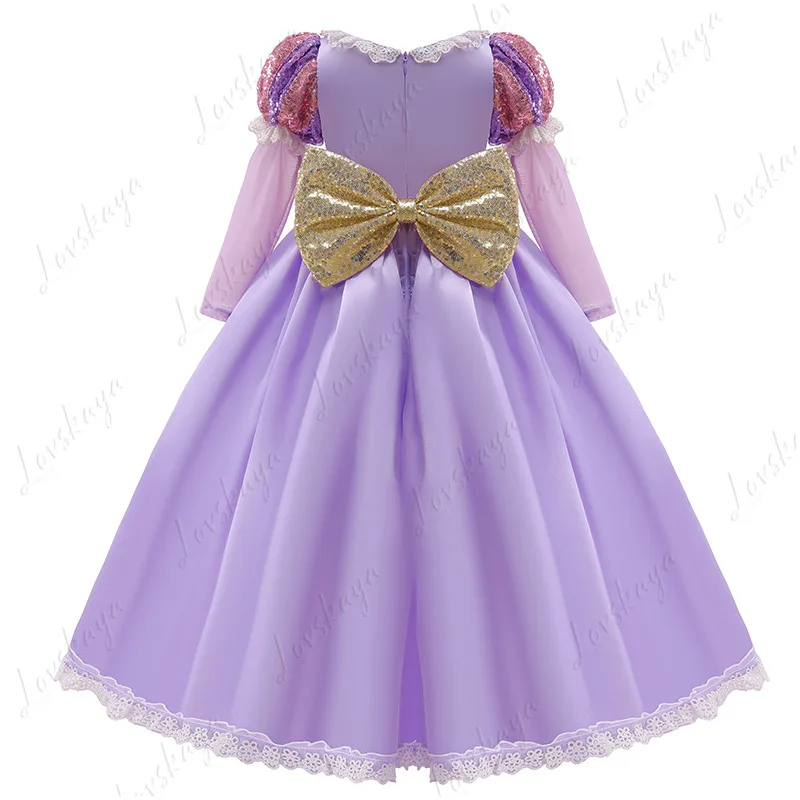 Sukienka dla dziewczynki, suknia balowa, odzież dziecięca, sukienka księżniczki w stylu europejskim z długimi włosami, sukienka świąteczna z długim rękawem na występy.