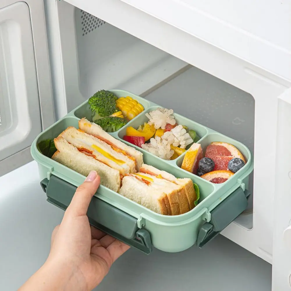 Microwaveable Sealed Lunch Box Four Grids PP Food Storage Container Large Capacity Compartment Portable Lunch Containers Kids