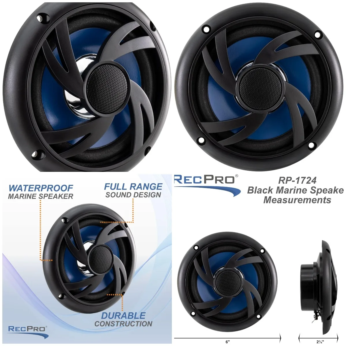 

Внешний динамик автофургона 6 футов | Всепогодный | Промывочное крепление | Черный