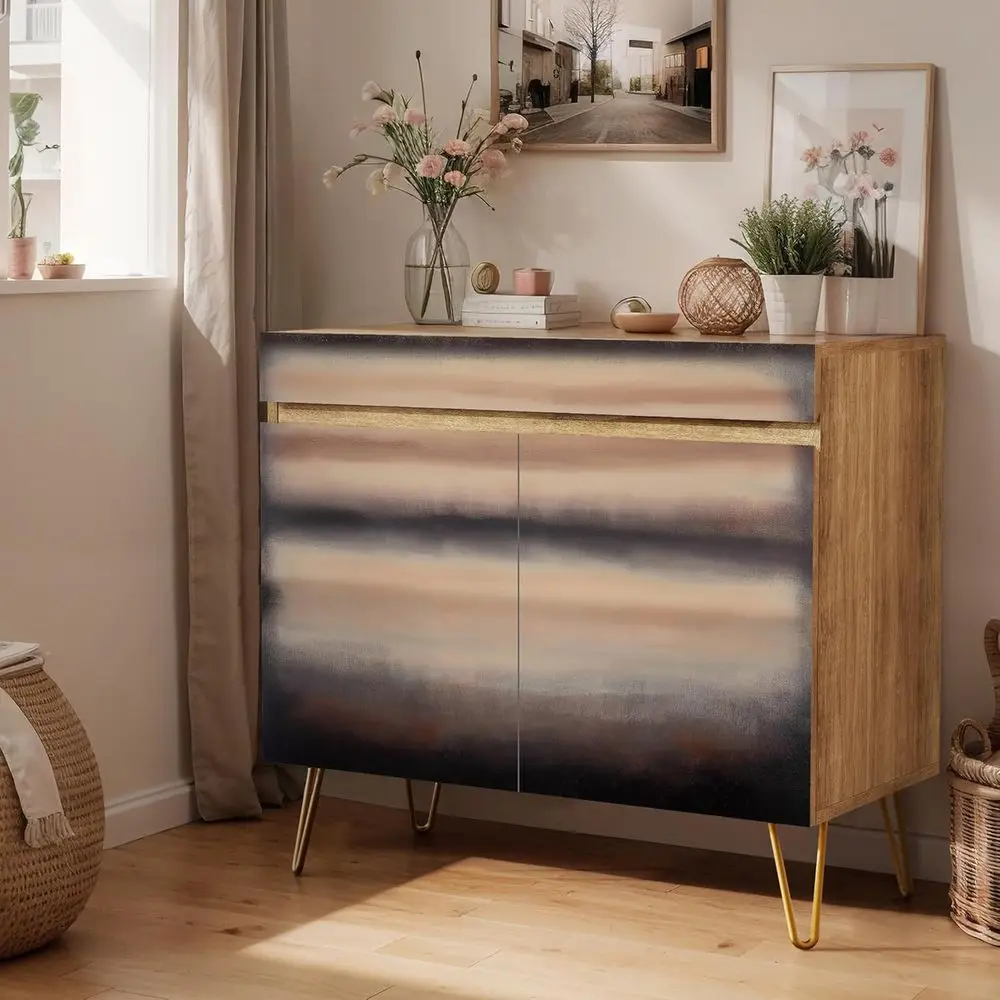 

Kitchen Storage Cabinet with 2 Doors, 35 L x 16 W x 32 H, Warm Sunset Gradient for Dining Room