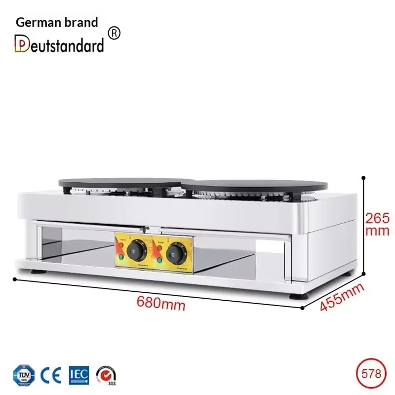 Commercial Electric Pancake Stove Double Head Machine for Shandong Coarse Grain Crepe Maker Street Food Snack Equipment