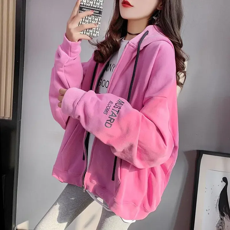 Cotton Hooded Sweatshirt for Women Spring and Autumn Long Sleeve Hoodies Kpop 2000s Korean Popular Clothes Y2k Style Woman Tops