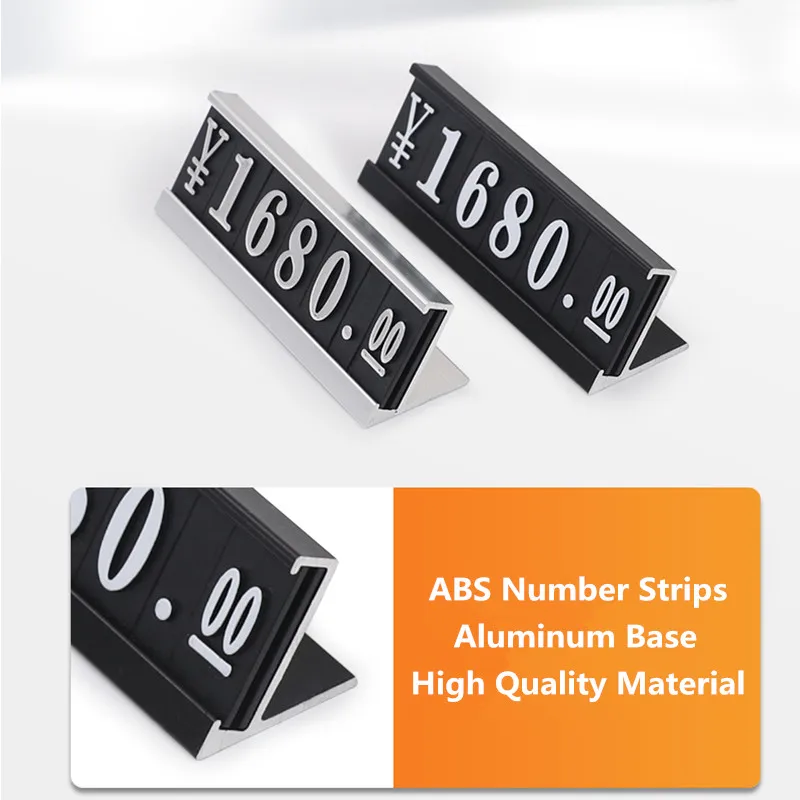 20 Sets / Box Aluminum Base Jewelry Watch Adjustable Number Price Cube Tags Big Number Price Label Sign Holder Display Stand