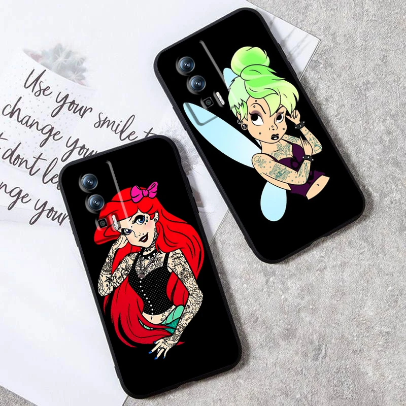 Disney Princess Tattoo Black Soft Phone Case, Xiaomi Redmi 9A, 9C, 9AT, 10C, 9, 9T, 10, 12C, 13C, 8, 12, K60, A1, K50, K40, 5G