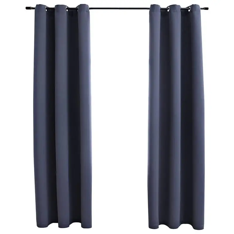 

Blackout Curtains with Rings 2 pcs Anthracite 37"x63" Fabric