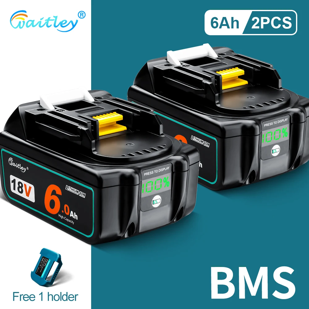 Waitley 18V batterij voor Makita elektrisch gereedschap vervangende accessoires BL1860 BL1850 / Li-ion oplaadbare batterijen