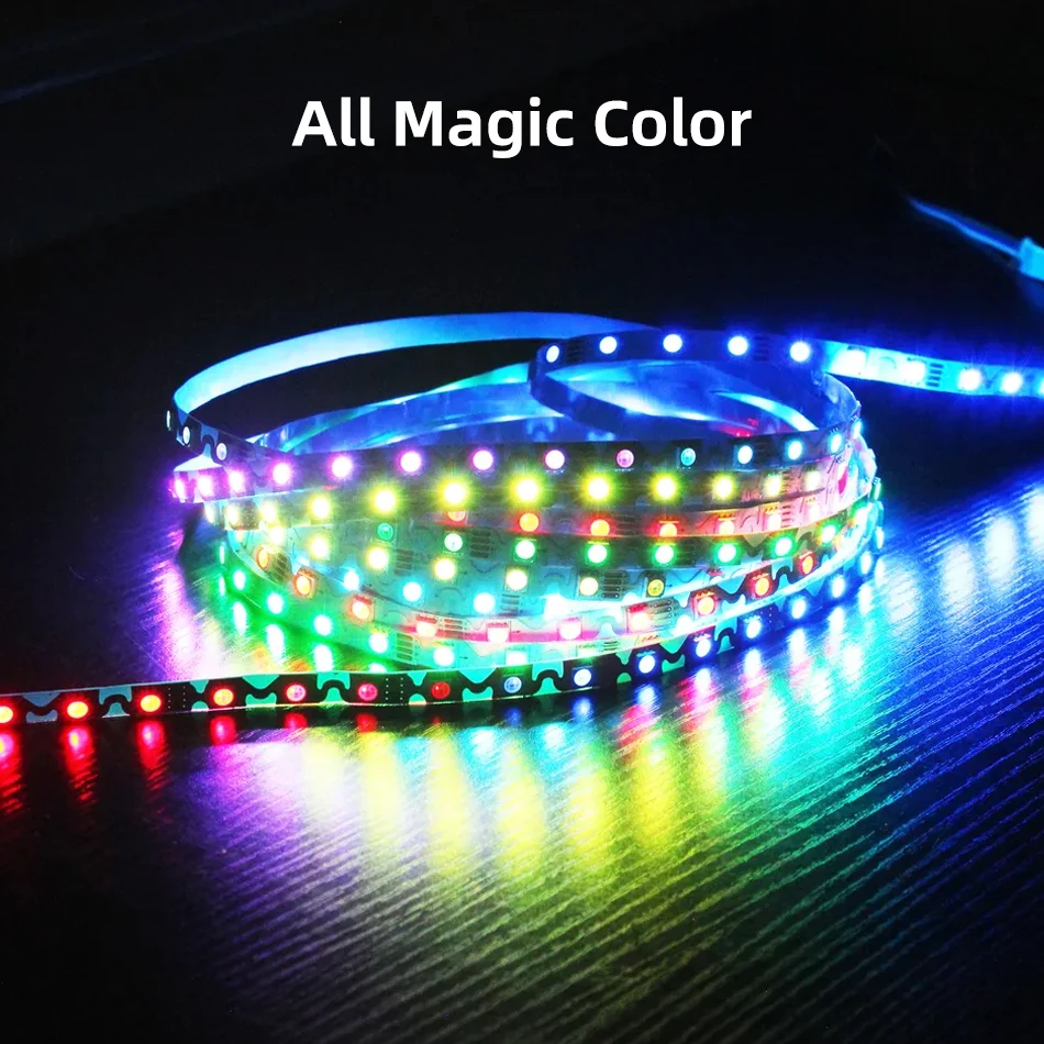 8mm Narrow S Type Bendable Foldable WS2815 LED Magic Color Strip Light Breakpoint continuation RGB 60 Pixel/M Flexible Tape Lamp