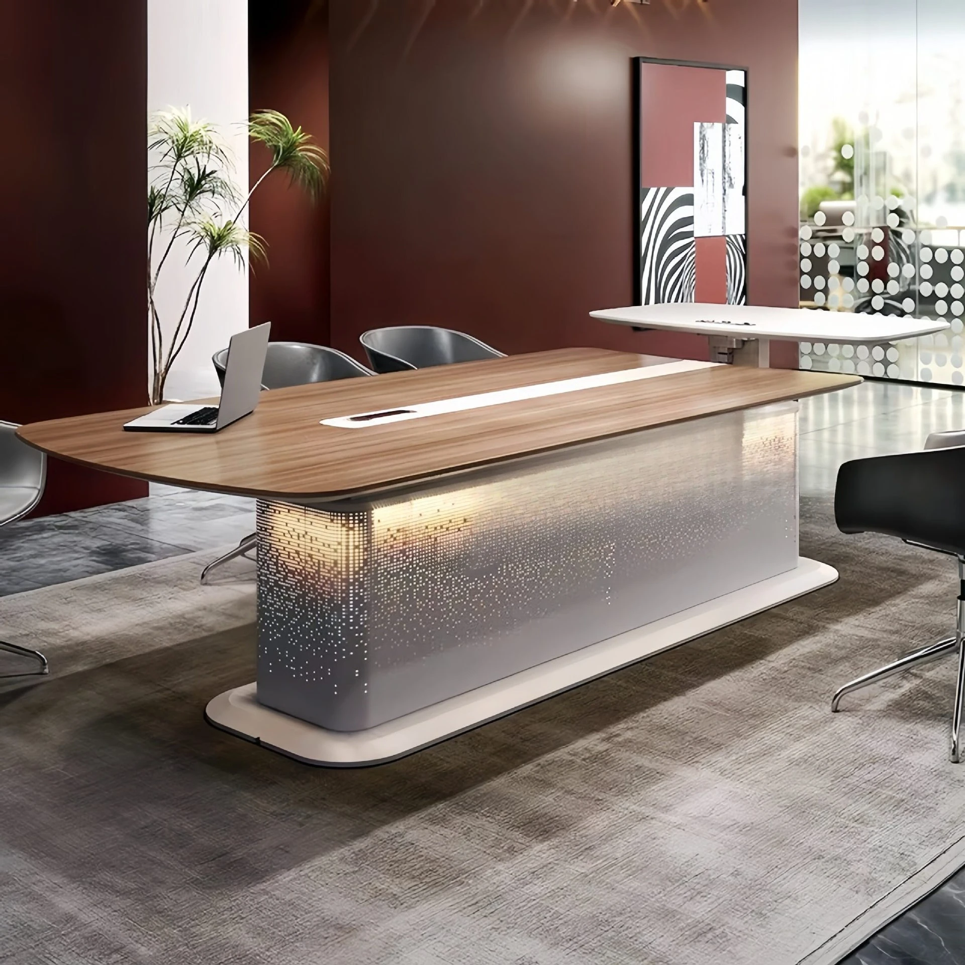 Modern lifting conference table light luxury high-end conference table creativity, office negotiation reception table