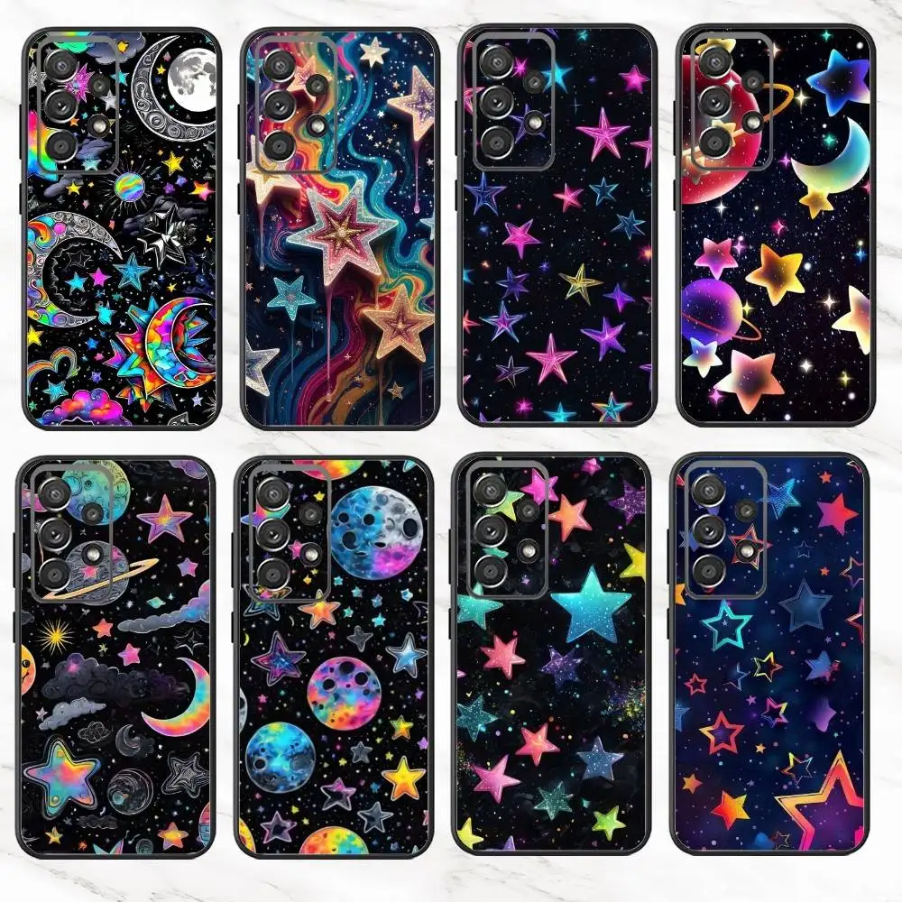 C-Colorful S-Star   Phone Case For Samsung S25,S24,S21,S22,S23,S30,Ultra,S20,Plus,Fe,Note,10,9,5G Black Cover