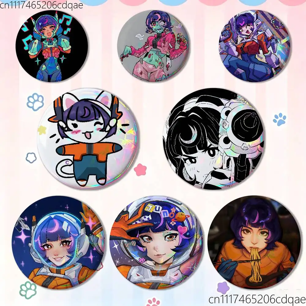For Overwatch Juno Badge Tinplate Soft Button Pin Brooch Metal Badge Custom Jewelry Accessories Hat Bag Lapel