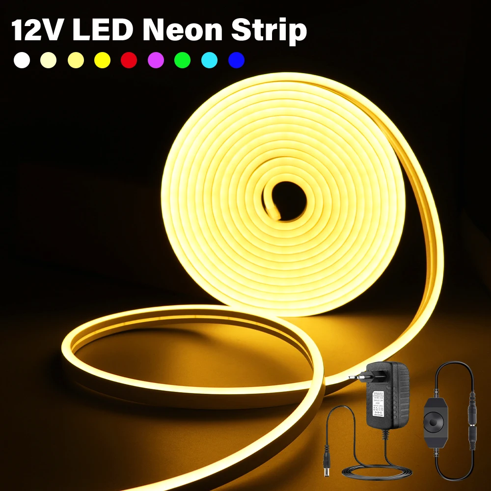 

DC12V Neon light strip with Dimmer Silicone Flexible Neon Light Waterproof 5M For Home Decoration Embedded Linear Neon LED Strip