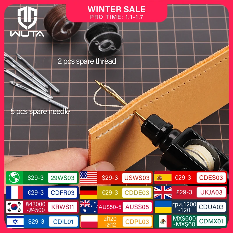 WUTA Leather Sewing Machine Stitching Awl Thread Kit Hand Speedy Stitcher DIY Craft Working Tools Set Shoemaker Canvas Repair