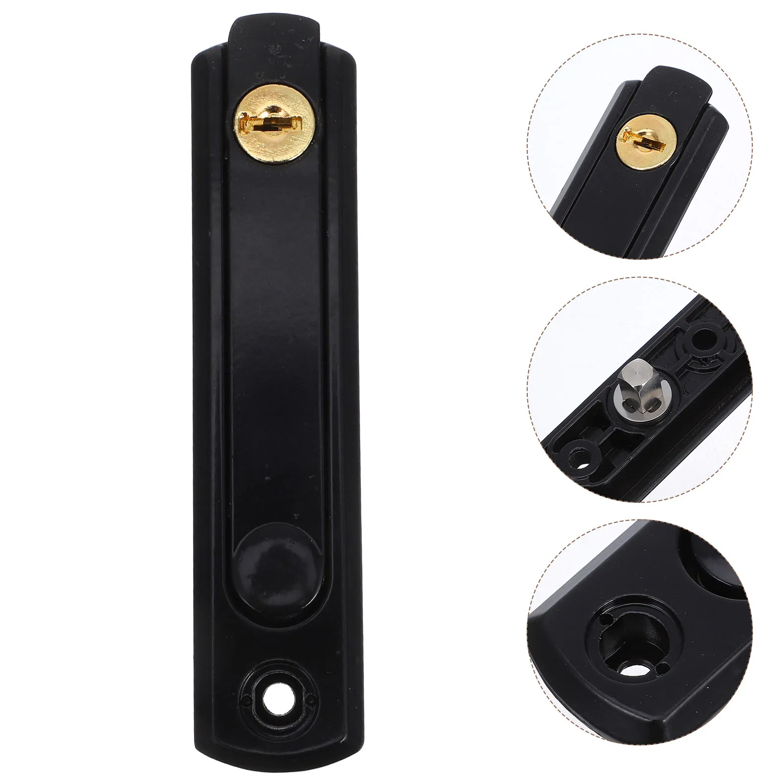

Window Security Lock Sliding Door Latch Guard Black Replacement Sash Lock Spring Loaded Handle Invisible Design Stainless Steel