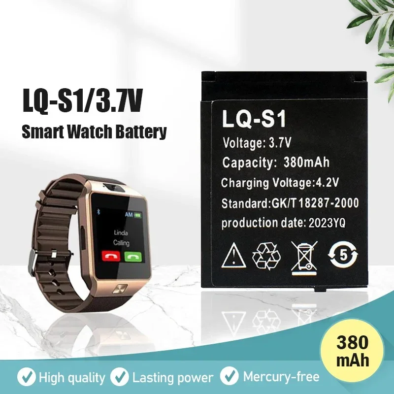 380mAh 3.7V Rechargeable LQ-S1 Li-ion Battery For Smart Watch AB-S1 DJ-09 DZ09 GJD HKS-S1 FYM-M9 SCX-M9 LQS1