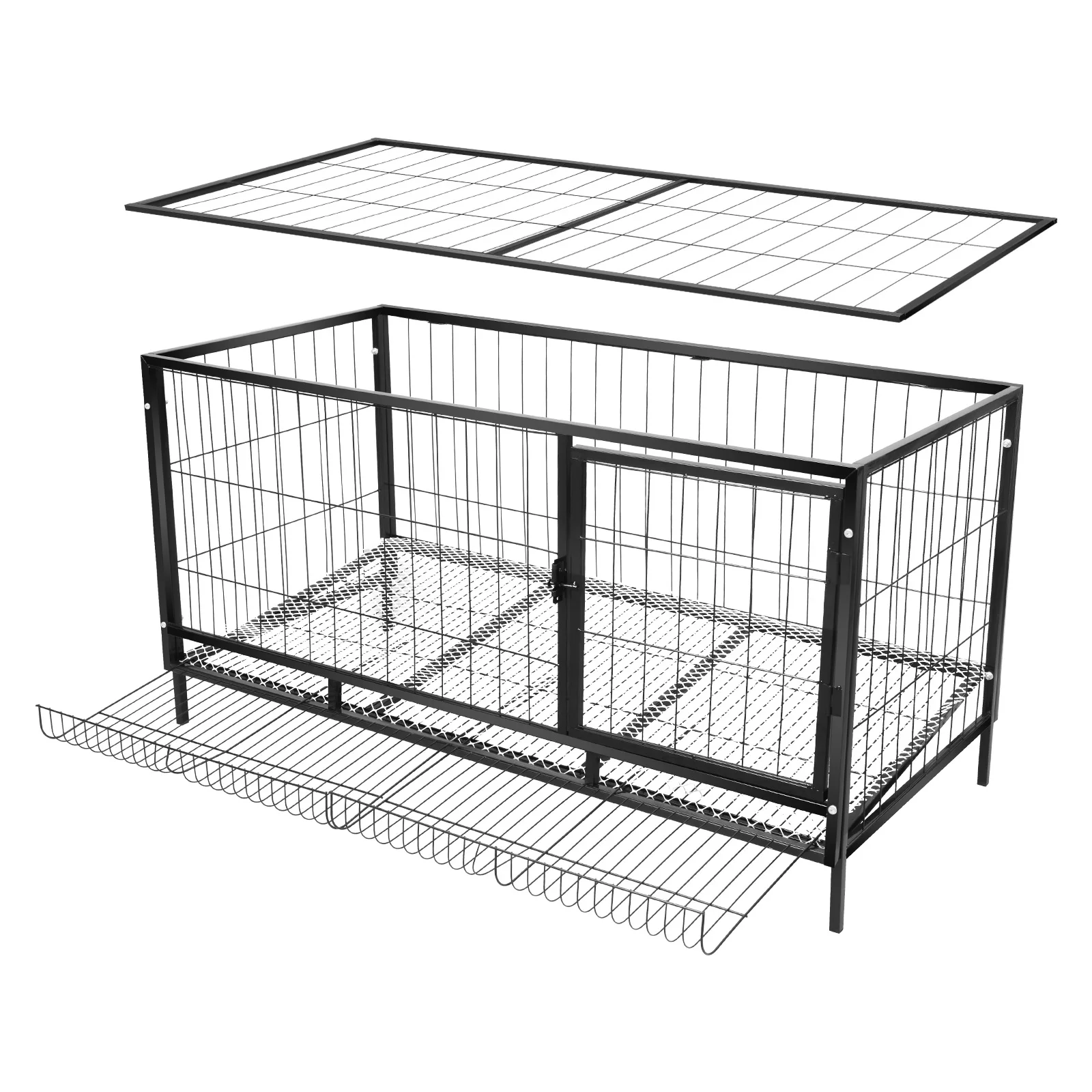 Black Large Chicken Coop for 10 Hens with Automatic Egg Collection, Indoor Outdoor Wooden Aviary Hen House with Nesting Boxes & Waterproof Roof, Easy Clean Tray for Backyard Poultry Chicken Farm