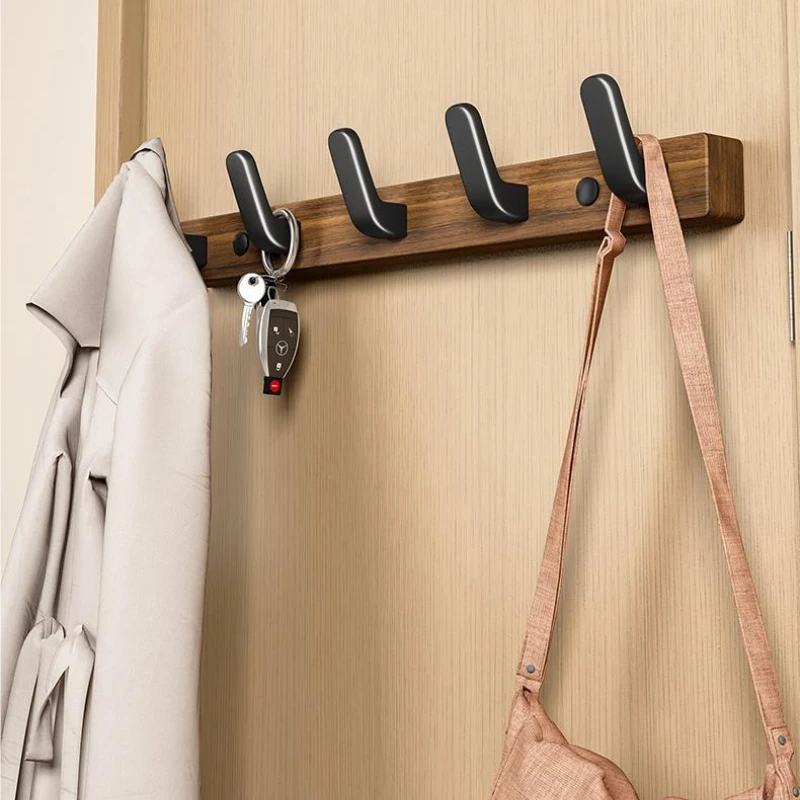 

Over-the-Door Hooks, Black Walnut Wood Reinforced Hooks, Rust-Proof Hanging Organizer for Entryway or Bathroom Storage