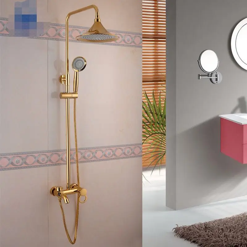 Best selling products in europe 2019 Brass  gold plated shower head bathroom shower faucet exposed rain shower set