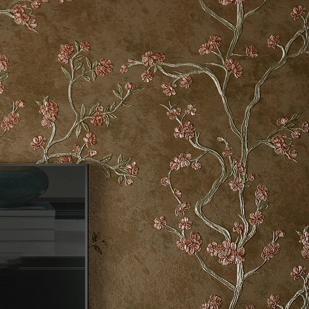American Retro Style Wallpaper Rustic Branch Tree Flower Wall Papers Small Flowers Wallpaper for Living Room Bedroom Home Decor