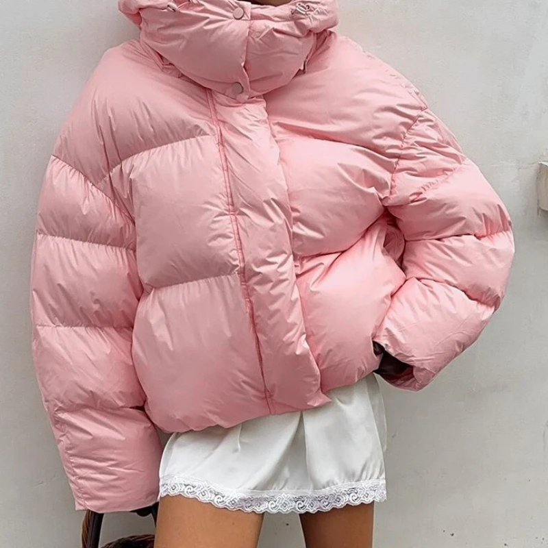 

Pink Hooded Cotton Jacket 2025 Winter New Thick Puffer Coat Warm Cotton Jacket