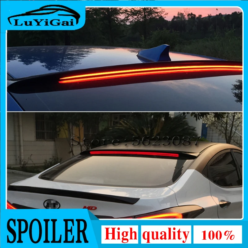 

for hyundai elantra 2011-2015 with LED light ABS Plastic Unpainted Color Rear Roof Spoiler Wing Trunk Lip Boot Cover Car Styling