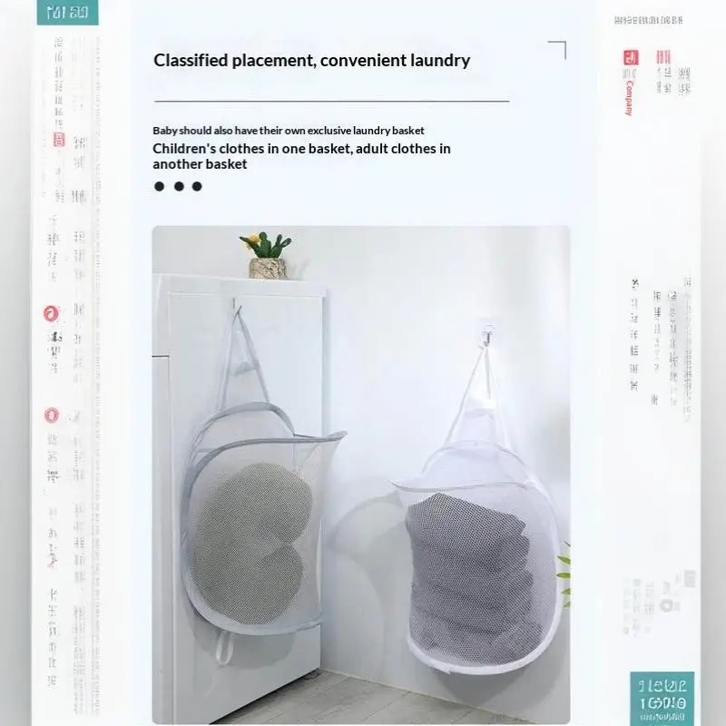 Faltbarer Wäschekorb aus Netzstoff, tragbares Hängedesign, großes Fassungsvermögen für die Aufbewahrung von Wäsche im Badezimmer, im Schlafzimmer, im Wohnheim – Detail 14