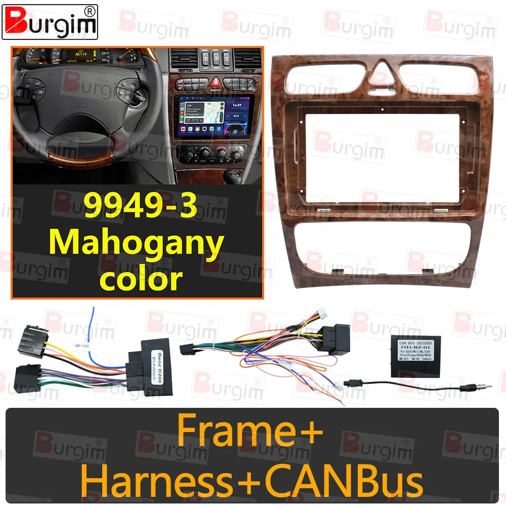 Sound-way Kit Montage Autoradio 9 Pouces Mercedes Classe C W203 (2000-2004) & Classe G W463 (1998-2006) - Cadre & Adaptateurs