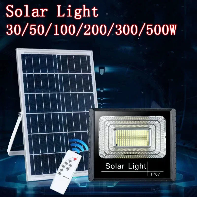 

30/50/100/200/300/500W Solar Outdoor Lights High Brightness Waterproof Street Lamp Led Powered Sportlight with Remote Control