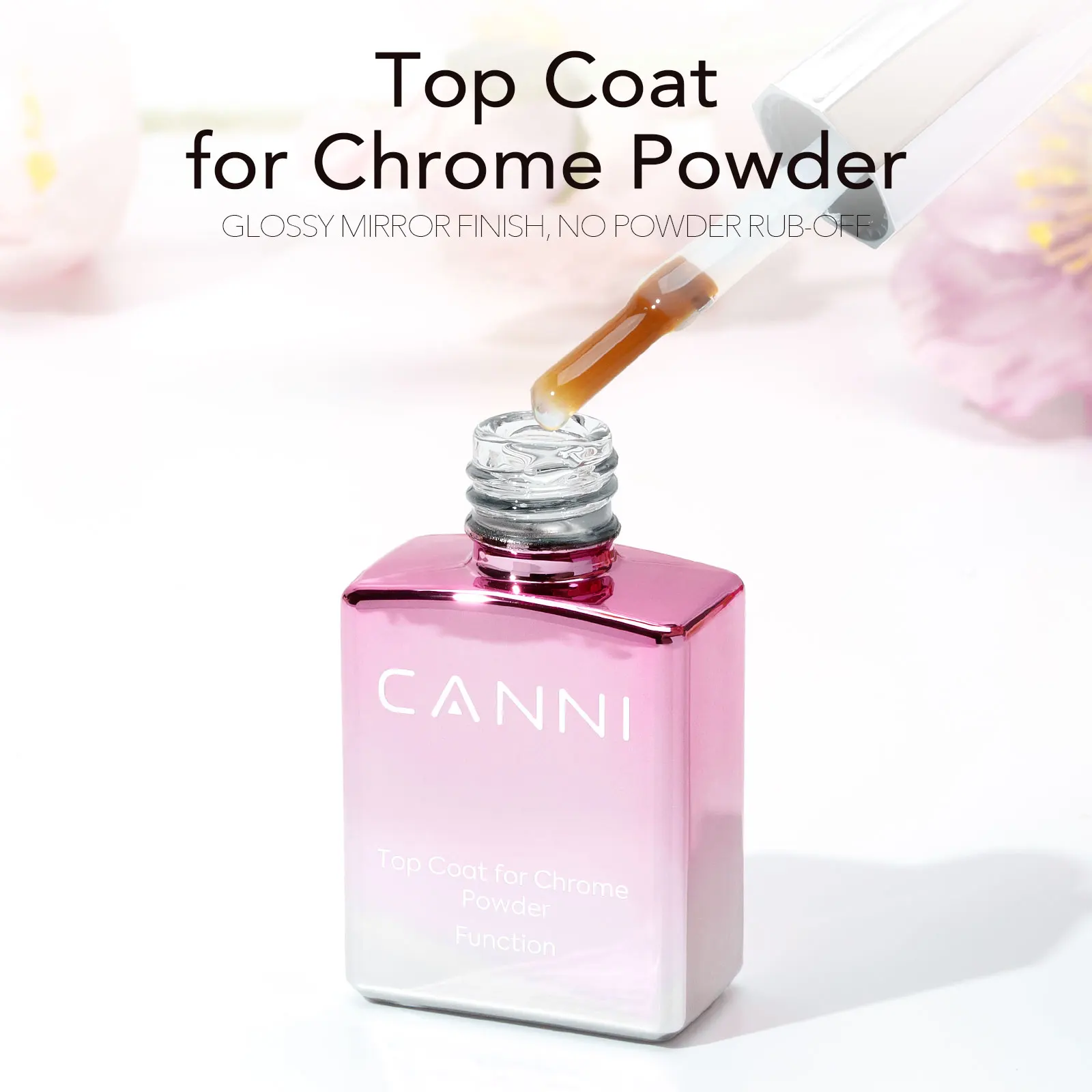 CANNI 9ml Ultra-Glänzender Überlack für Chrom-Puder Spiegeleffekt Perlglanz Metallic-Pigment Abziehbarer UV-Gel Nagelkunst-Dekorationslack – Detail 2