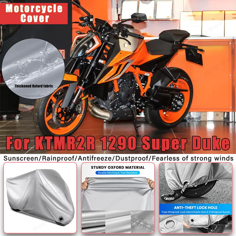 غطاء دراجة نارية KTMR2R 1290 Super Duke بدون أذن - حماية لكامل الجسم في الهواء الطلق، ملحق واقي من الشمس مقاوم للماء والغبار