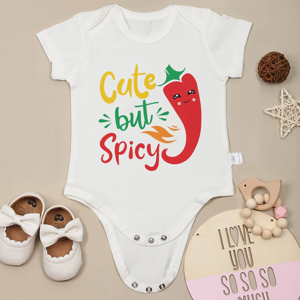 Cute But Spicy Fun Baby Boy and Girl Clothes High Quality Pure Cotton Newborn Onesies Casual Versatile Round Neck Infant Romper