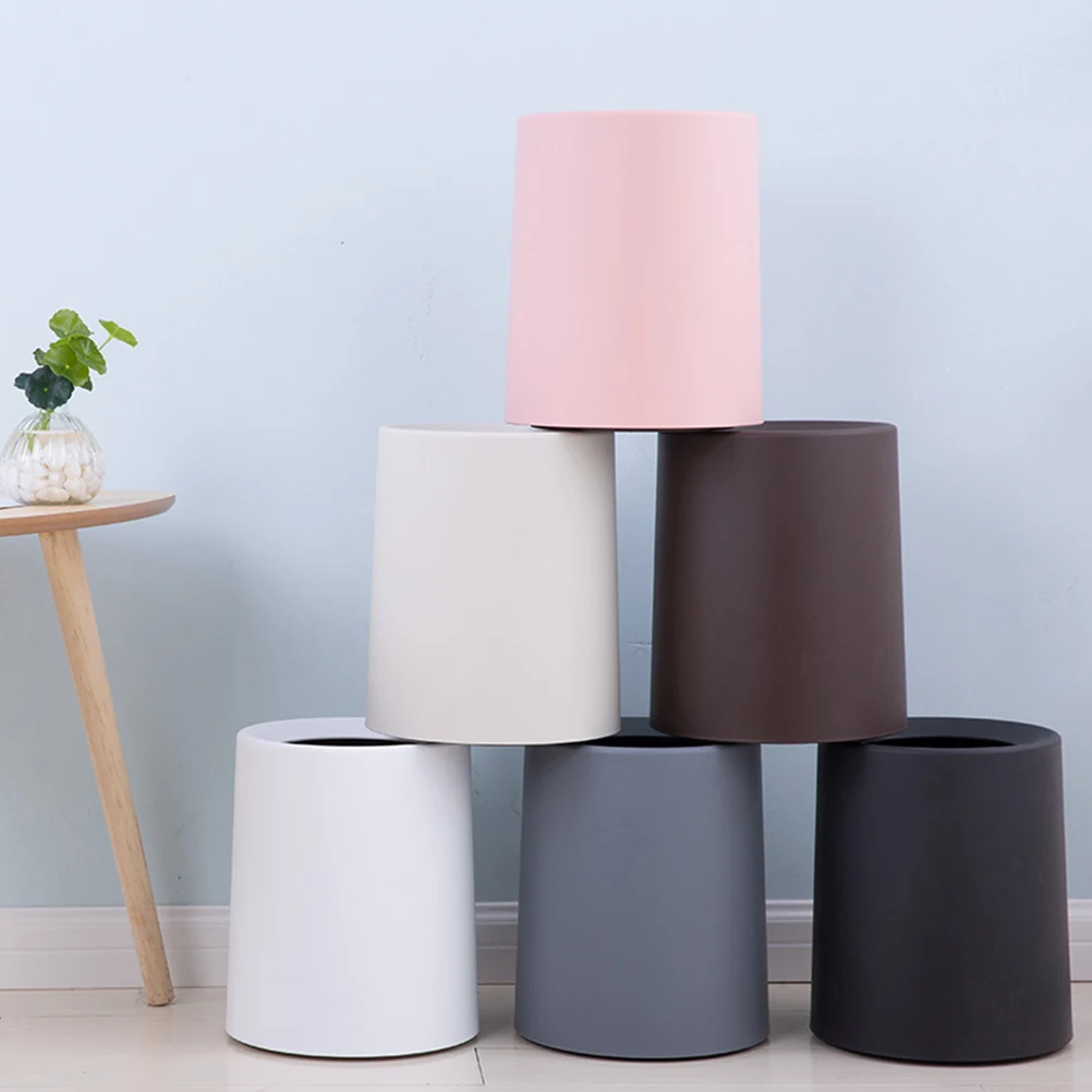 

Household Frosted Trash Bin Plain Color 8L Pink Desktop Waste Can Small Space Garbage Container for Bedroom Living Room Office