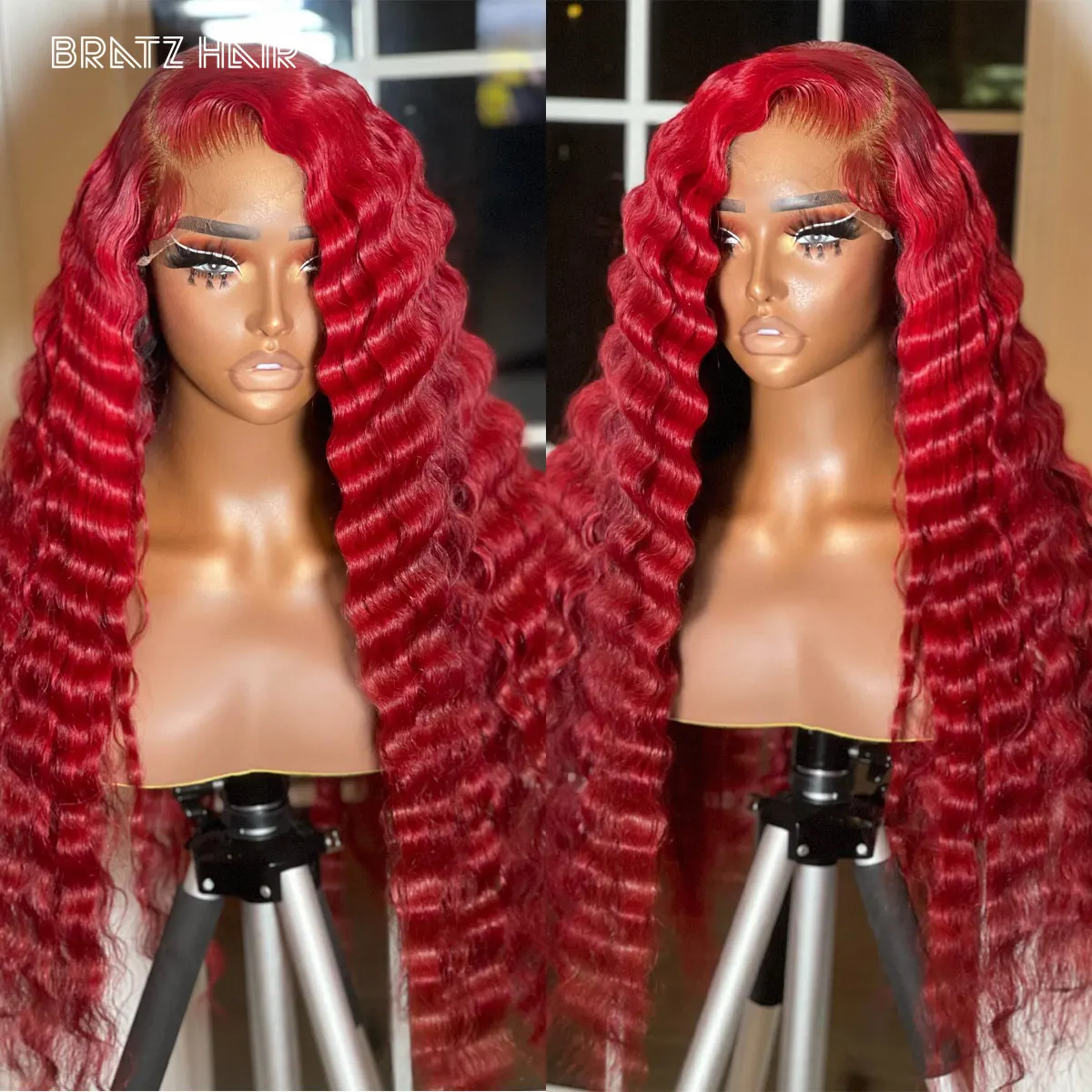 

99j Burgundy Deep Wave 13x4 HD Lace Frontal Wigs Human Hair Pre Plucked Wine Color Deep Wave 4x4 5x5 Lace Closure Wigs for Women