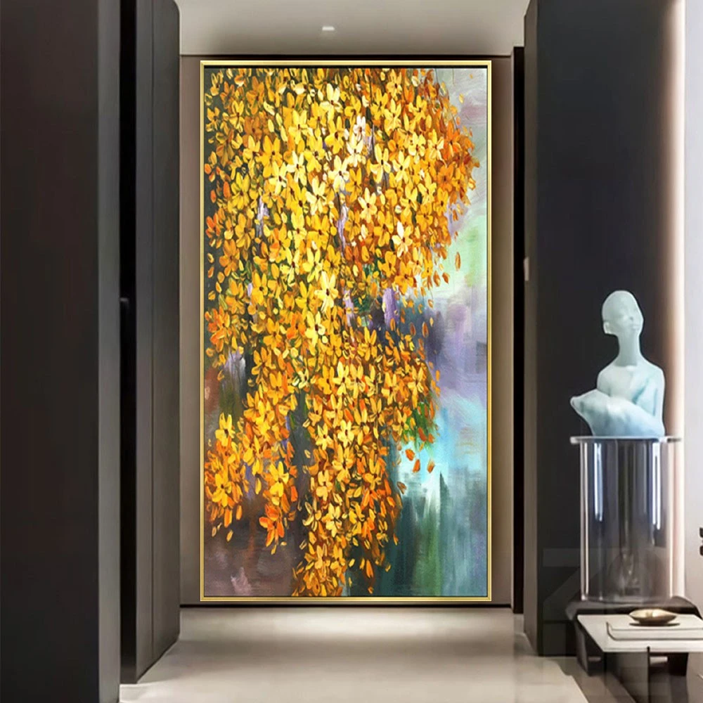 Abstract Oil Painting Handmade Bright Texture Canvas Wall Art Home Decor Mural Palette Knife Outline Drawing