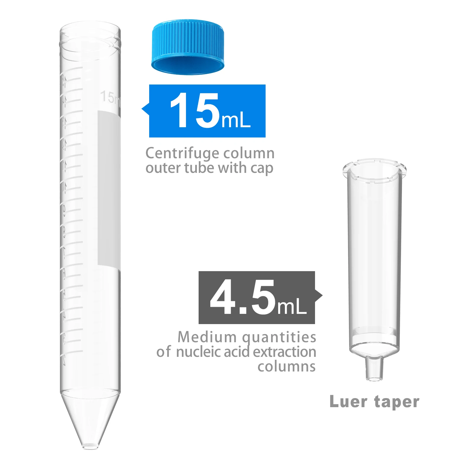 MIDI Spin Columns Silica Spin Tube Kit,High Speed Plasmid Column & CollectionTube with 10 Layers Membrane for Lab,15 ml,3 pcs