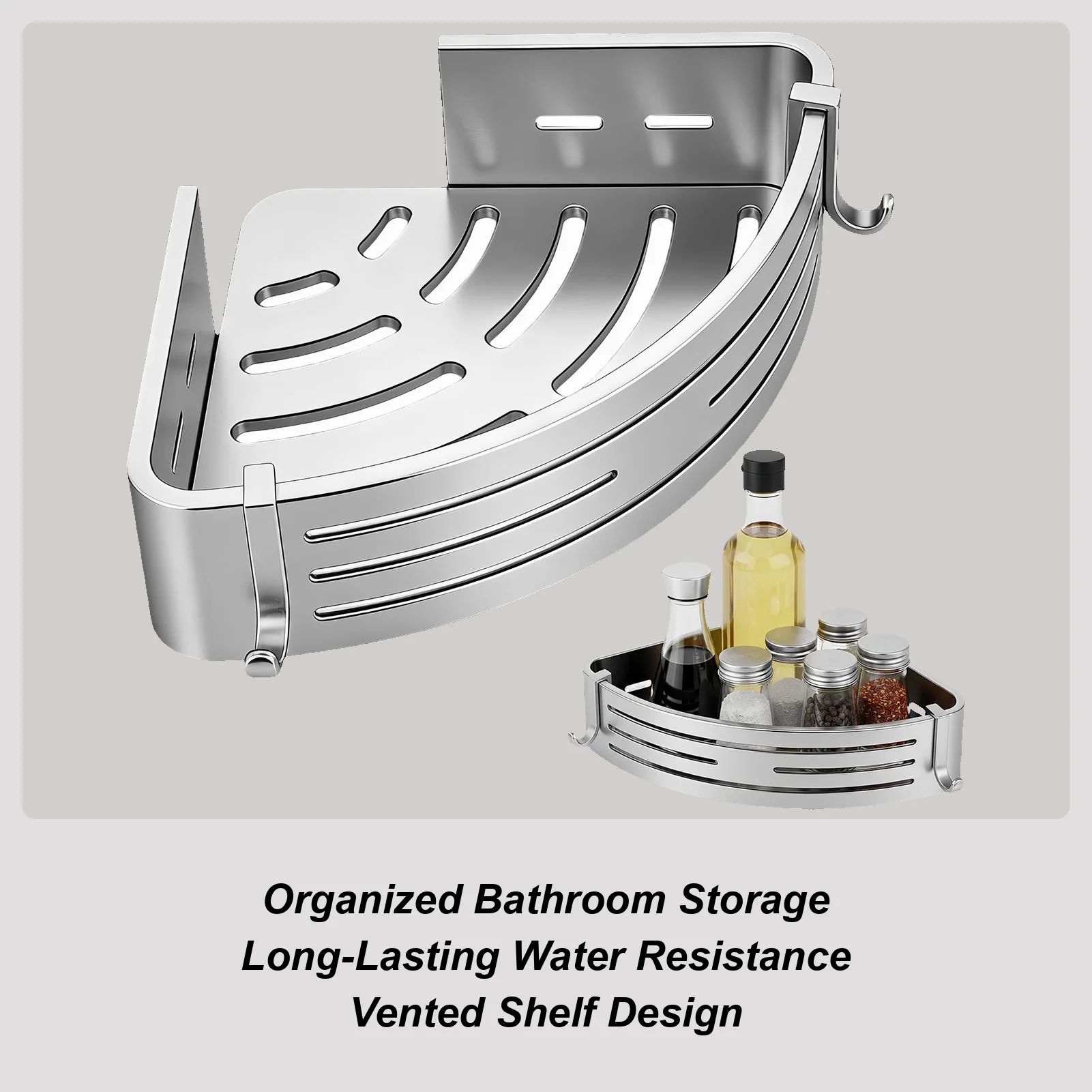 

Bathroom Shelf Aluminum Alloy Shampoo Rack Makeup Storage Organizer Shower Shelf Bathroom Accessories No Drill Wall Corner Shelf