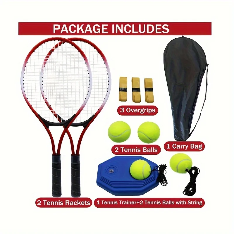 

Adult Beginner Tennis Racket Trainer with Line Auto-Return Single Player Tennis Racket Set for Training