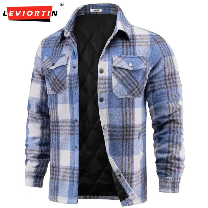 

2025 Новая европейская и американская мужская модная городская универсальная простая куртка-рубашка с длинным рукавом и утолщенной сеткой