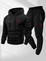 2025 letter printed sportswear set men's hooded sweatshirt long pants set spring and autumn winter warm suit
