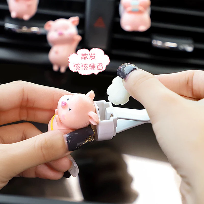 1pc Cute Pig Car Air Freshener Air Conditioning Outlet Decoration Car Accessories Interior Car Aromatherapy Clip Perfume Clip