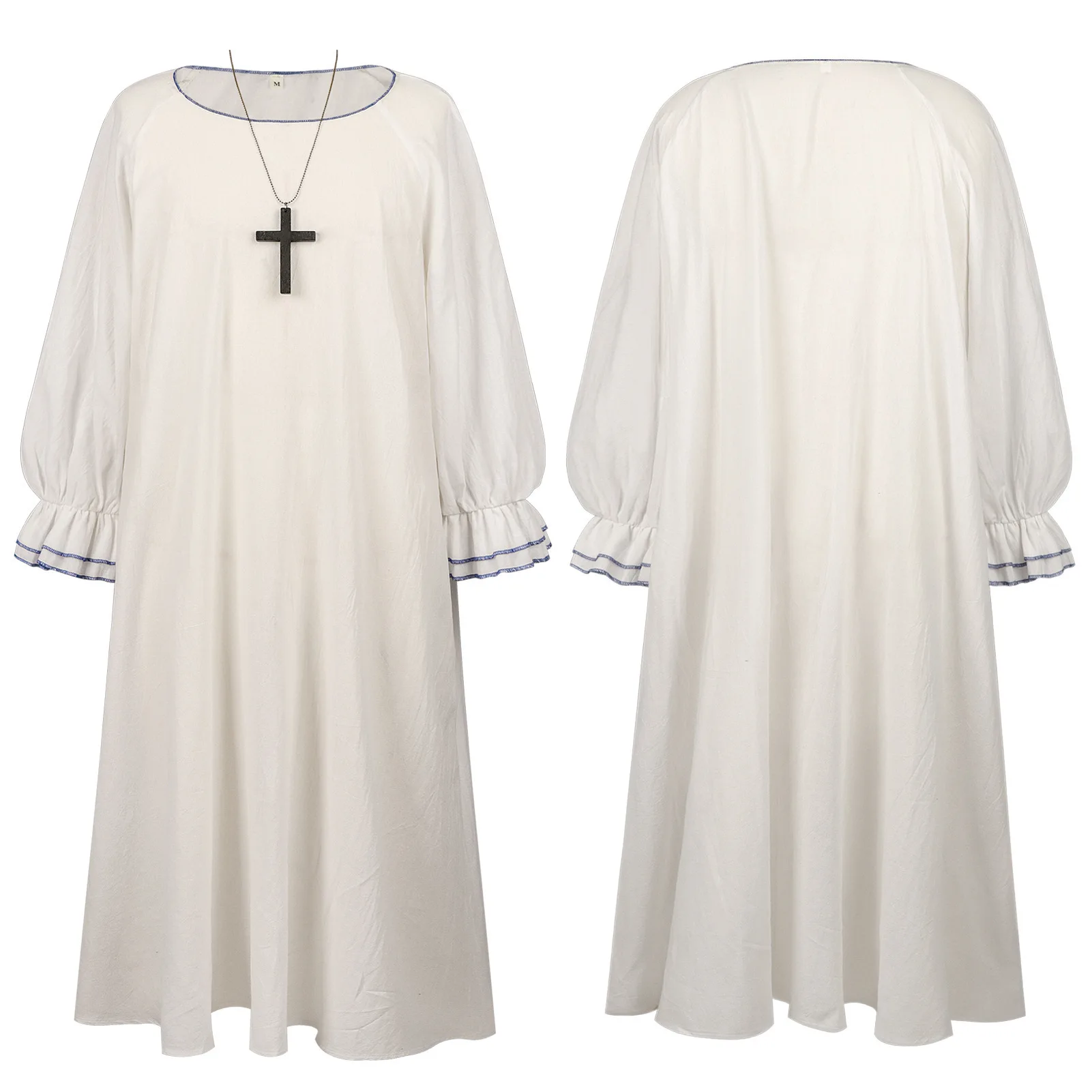 

2pcs Halloween Priest Father COS Costume Muslim Role Play Stage Cosplay Medieval Performance Costume Carnival Priest Suit