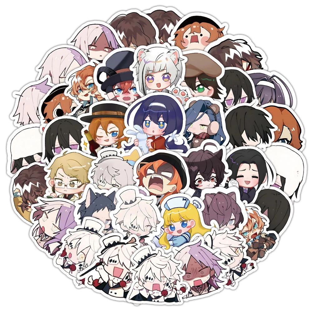 10/30/60pcs Cute Bungo Stray Dogs Anime Stickers Funny Q Version Cartoon Graffiti Decals Notebook Phone Luggage Sticker Kids Toy