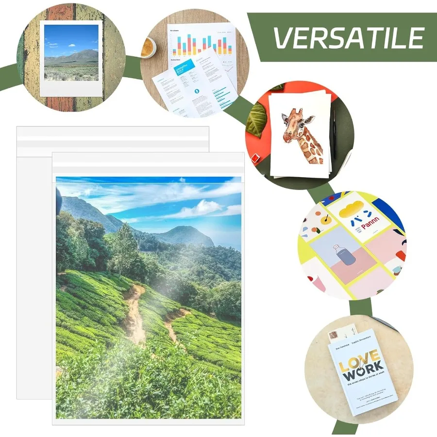 100 PZ 8.5 x 11 Ih Sacchetti di Cellophane Autosigillanti Manicotti in plastica trasparente richiudibili per opere d'arte di carta Tappetini fotografici Comic Magazine Pa