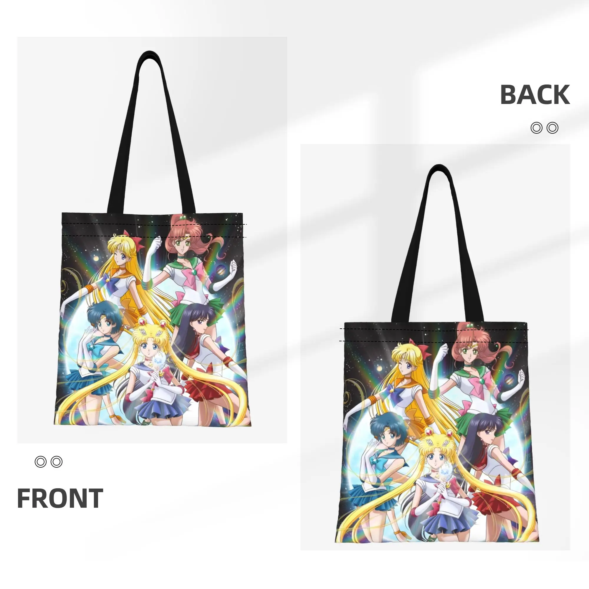 1PC Sailor Moon Team Canvas Tote Bag Sailor Moon Canvas Tote Bag Perfect for Shopping Grocery Travel & Outdoor - view 2