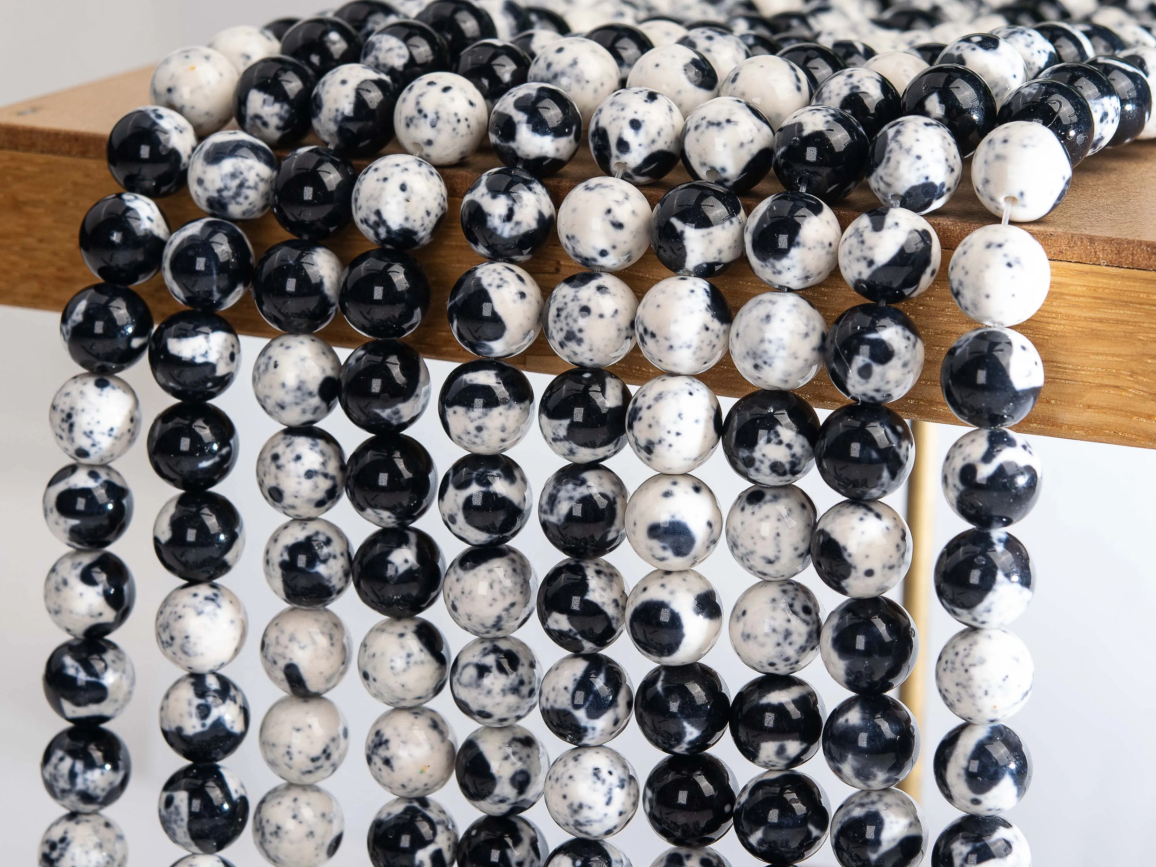 Black & White Rain Flower Jades Loose Beads Round Shape Size Options 4/6/10mm for Jewelry Making