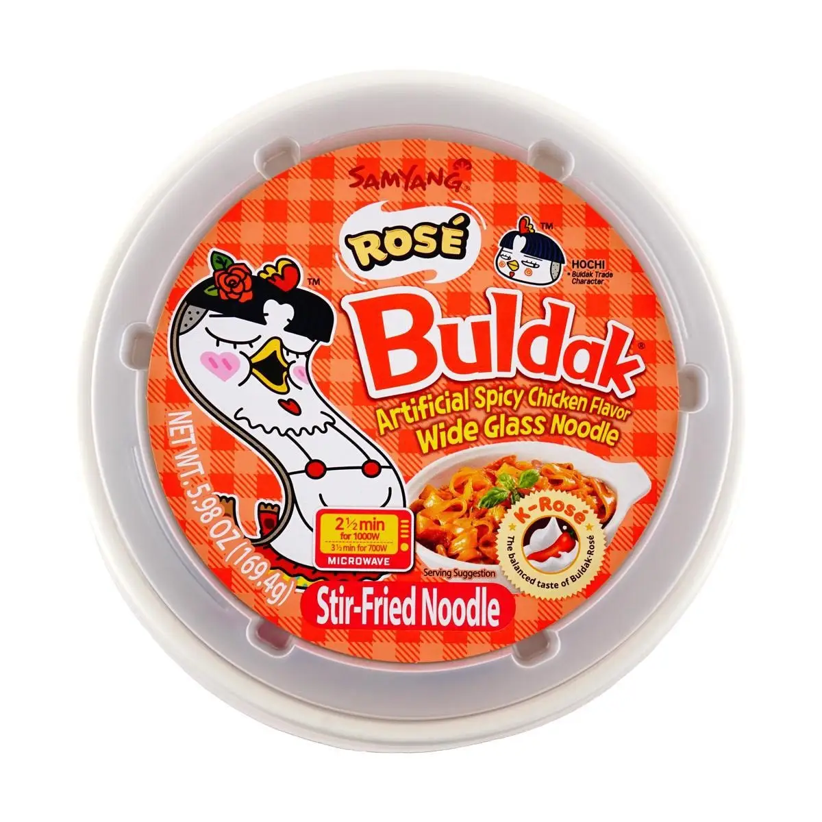 [3 confezioni] Buldak Noodles bicchiere largo, sapore di pollo caldo rosa, ciotola 5.98 oz, 169.40g